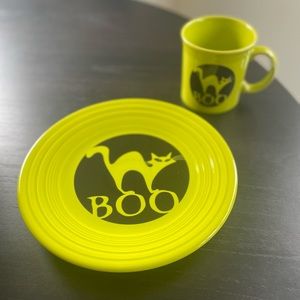 Fiestaware Halloween , decal plate and mug